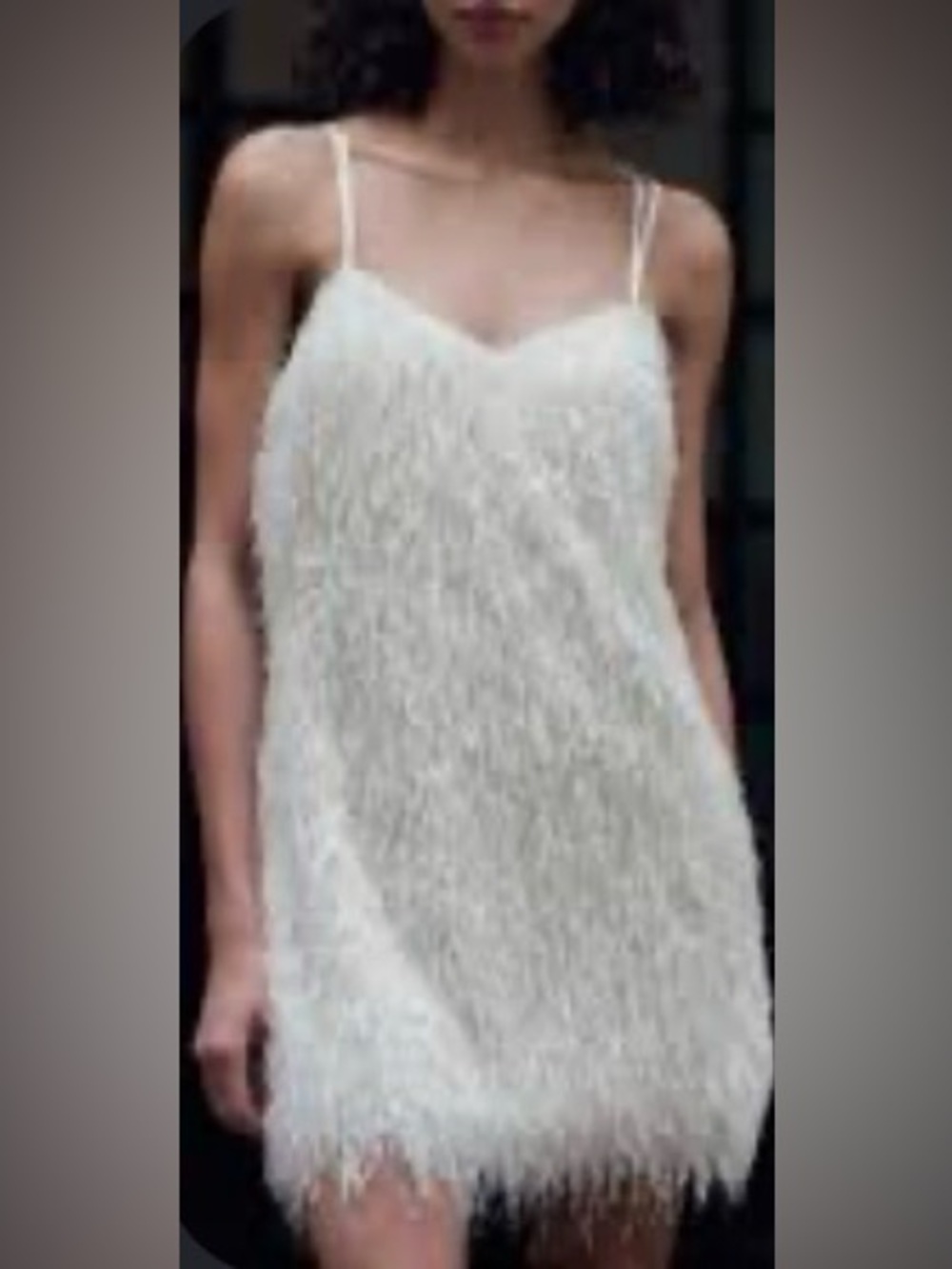 Zara Ivory Feathered Mini Dress with Sparkle